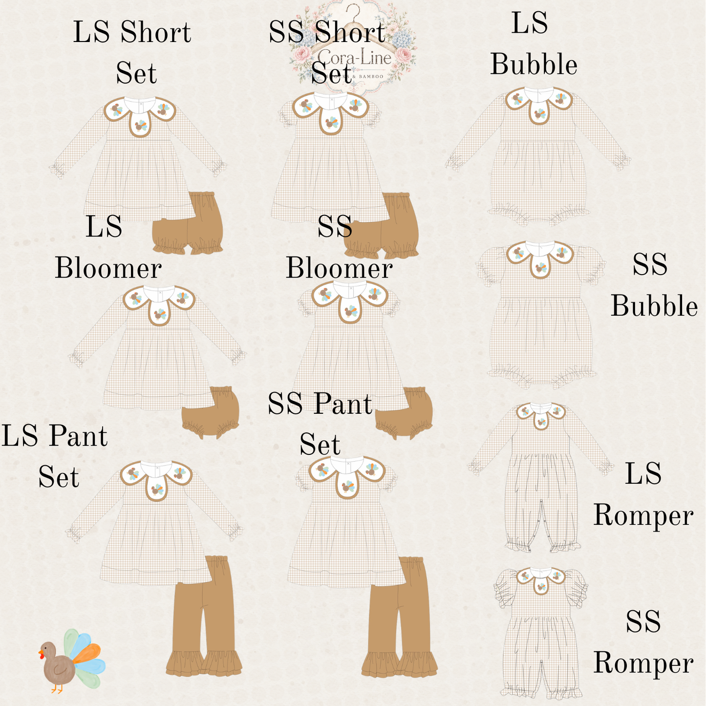 Girls French Knot Turkey Collection// ETA: Oct.