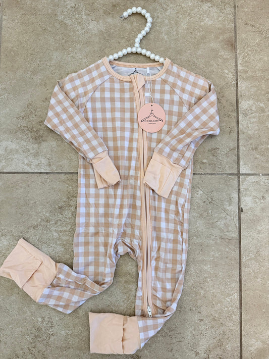 Tan Gingham Zippy