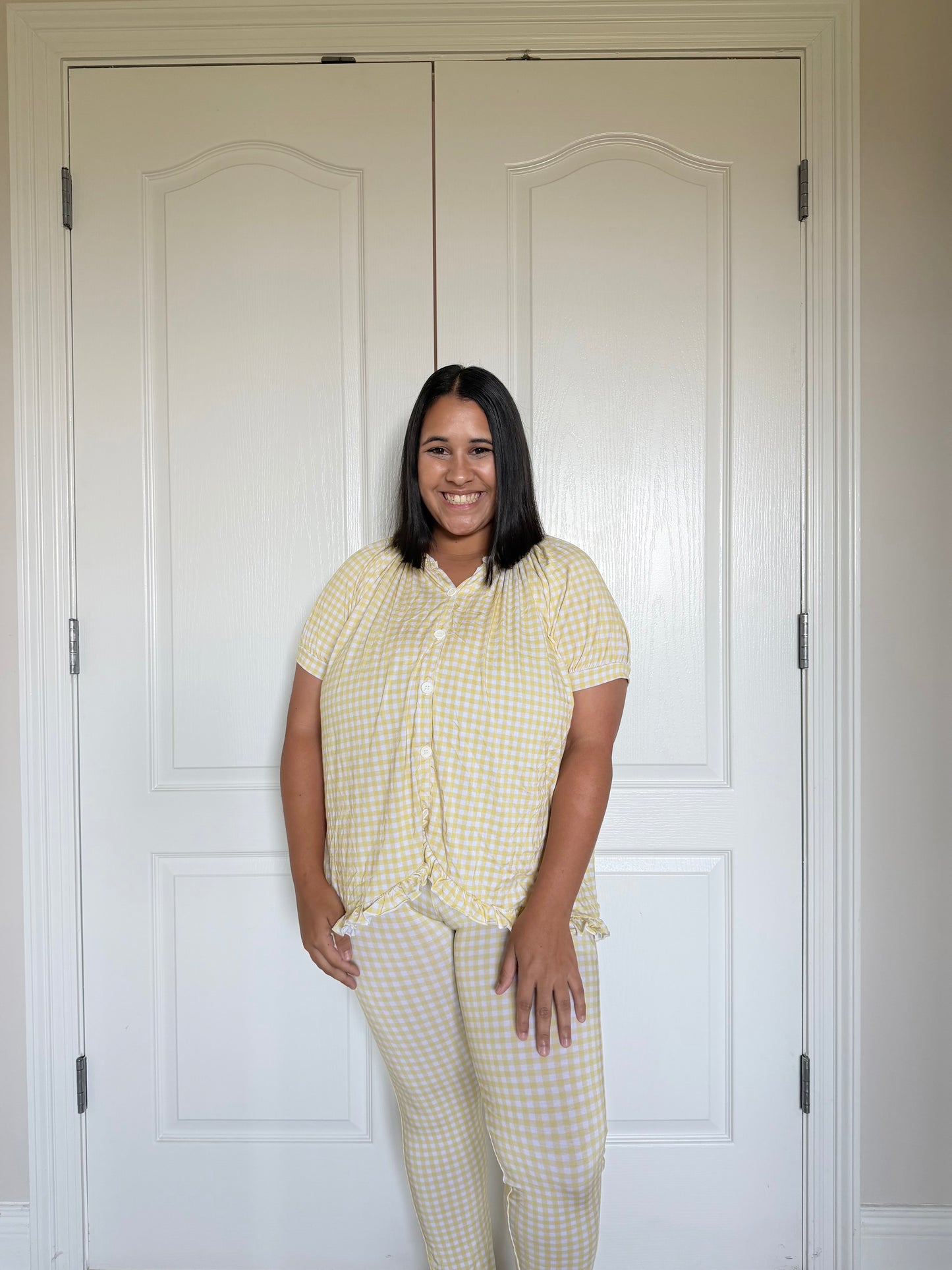 Yellow Gingham Pant Set