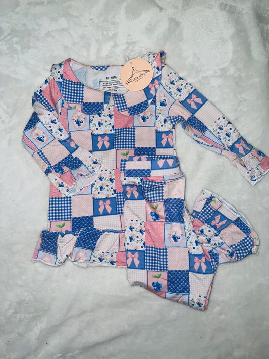 Blueberry & Bows Ruffle Pant Set